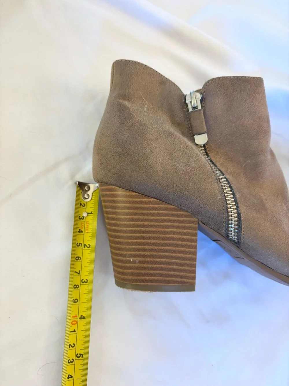 Style & Co. Taupe faux Suede Ankle Booties with Stacked Heel